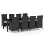 vidaXL Set comedor de jardín 9 piezas y cojines ratán sintético negro vidaXL Set comedor de jardín 9 piezas y cojines ratán sintético negro