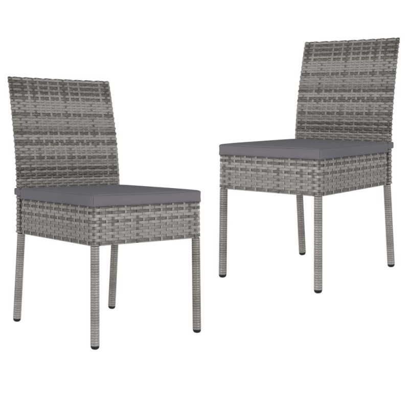 vidaXL Sillas de comedor de jardín 2 unidades ratán sintético gris