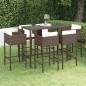 vidaXL Set de bar de jardín 7 pzas con cojines ratán sintético marrón vidaXL Set de bar de jardín 7 pzas con cojines ratán sintético marrón