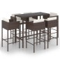 vidaXL Set de bar de jardín 7 pzas con cojines ratán sintético marrón vidaXL Set de bar de jardín 7 pzas con cojines ratán sintético marrón