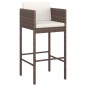 vidaXL Set de bar de jardín 7 pzas con cojines ratán sintético marrón vidaXL Set de bar de jardín 7 pzas con cojines ratán sintético marrón