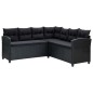 vidaXL Set muebles de jardín 6 piezas y cojines ratán sintético negro
