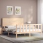 vidaXL Estructura de cama con cabecero madera maciza 160x200 cm