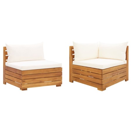 vidaXL Muebles de jardín 2 piezas con cojines madera maciza de acacia 