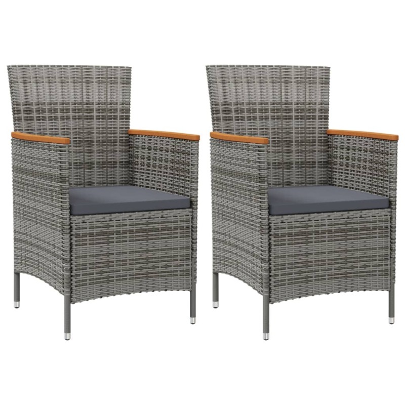 vidaXL Sillas de comedor de jardín 2 unidades ratán sintético gris vidaXL Sillas de comedor de jardín 2 unidades ratán sintético gris