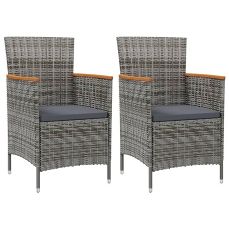 vidaXL Sillas de comedor de jardín 2 unidades ratán sintético gris