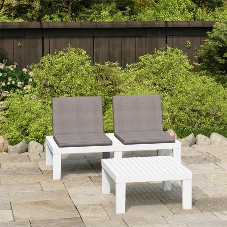vidaXL Set de muebles de jardín 2 piezas con cojines plástico blanco