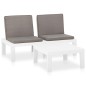 vidaXL Set de muebles de jardín 2 piezas con cojines plástico blanco vidaXL Set de muebles de jardín 2 piezas con cojines plástico blanco
