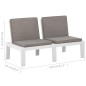 vidaXL Set de muebles de jardín 2 piezas con cojines plástico blanco vidaXL Set de muebles de jardín 2 piezas con cojines plástico blanco