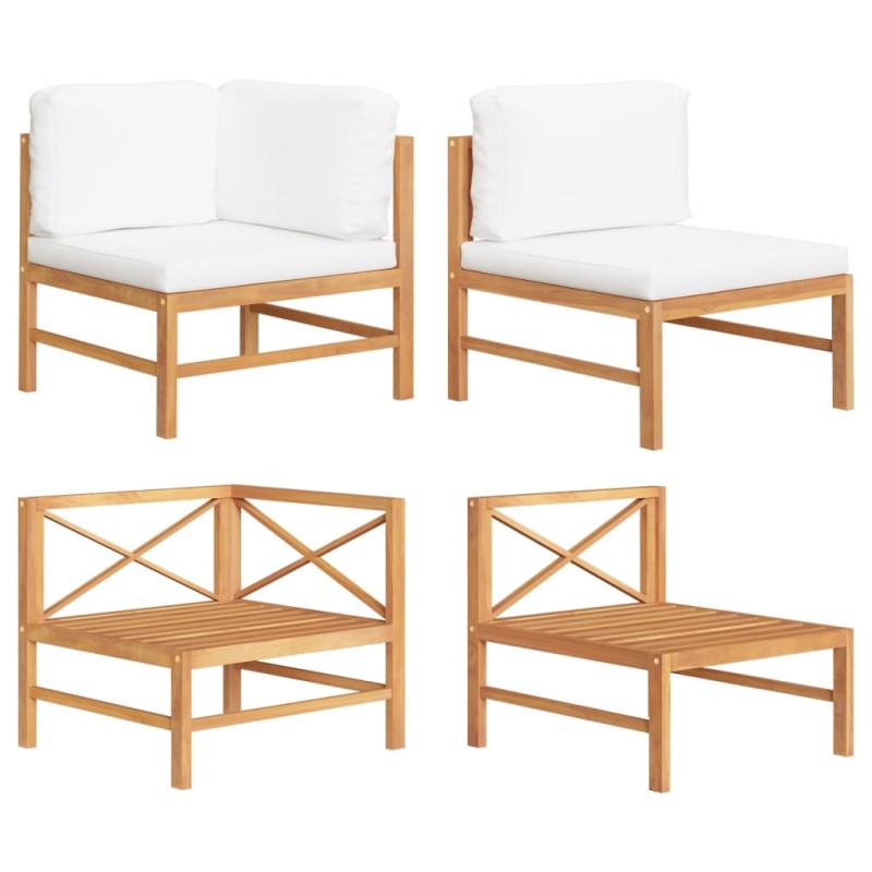 vidaXL Set de muebles de jardín 2 pzas madera de teca y cojines crema