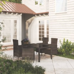 vidaXL Juego de comedor jardín 5 pzas y cojines ratán sintético negro