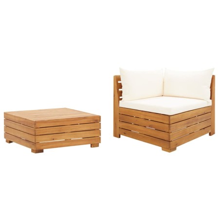 vidaXL Muebles de jardín 2 piezas con cojines madera maciza de acacia 
