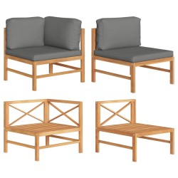 vidaXL Set de muebles de jardín 2 pzas madera teca cojines gris oscuro