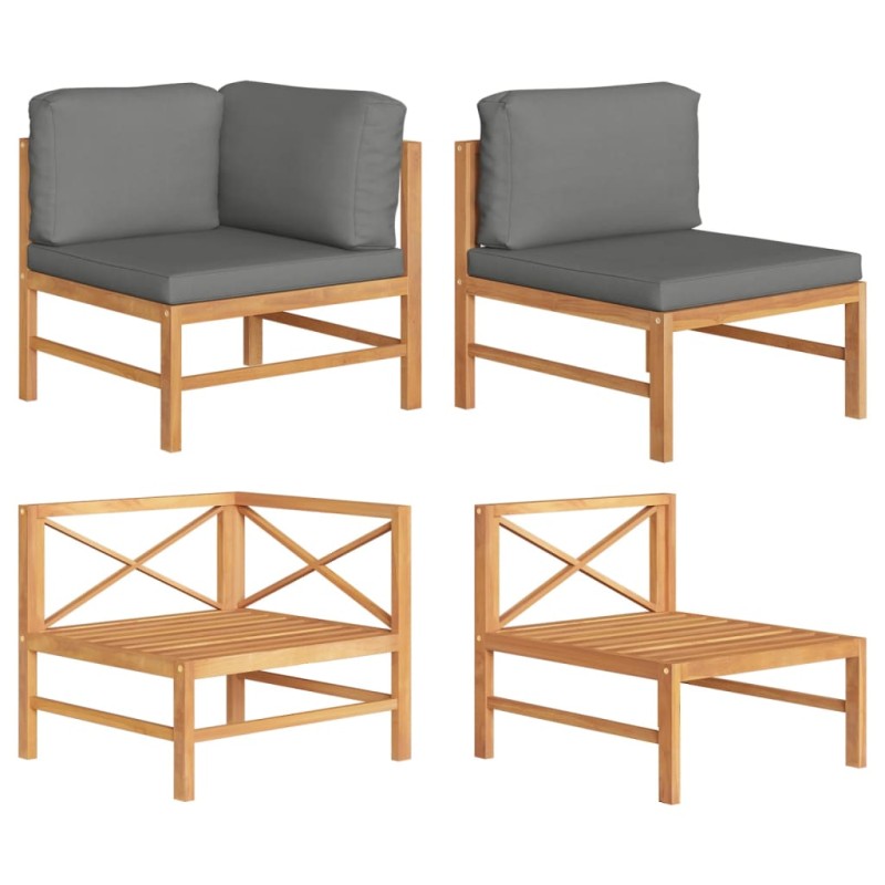vidaXL Set de muebles de jardín 2 pzas madera teca cojines gris oscuro vidaXL Set de muebles de jardín 2 pzas madera teca cojines gris oscuro