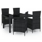 vidaXL Juego de comedor jardín 5 pzas y cojines ratán sintético negro vidaXL Juego de comedor jardín 5 pzas y cojines ratán sintético negro