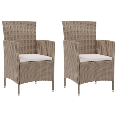 vidaXL Sillas de jardín con cojines 2 unidades ratán sintético beige