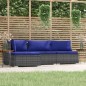 vidaXL Set de muebles de jardín 4 pzas y cojines ratán sintético gris vidaXL Set de muebles de jardín 4 pzas y cojines ratán sintético gris