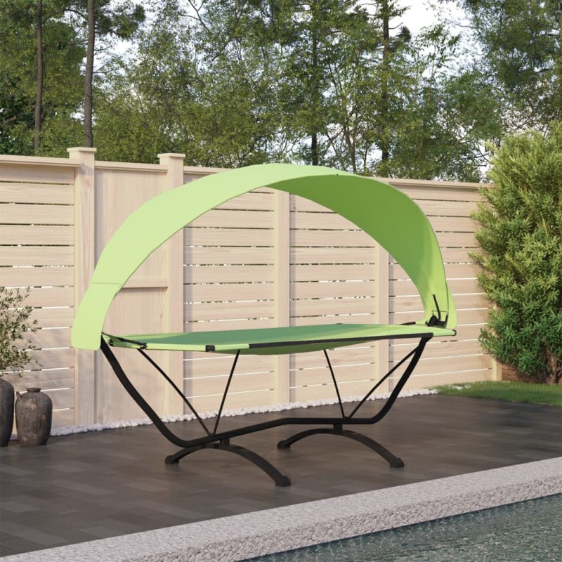 vidaXL Tumbona de jardín con dosel de acero y tela oxford verde vidaXL Tumbona de jardín con dosel de acero y tela oxford verde