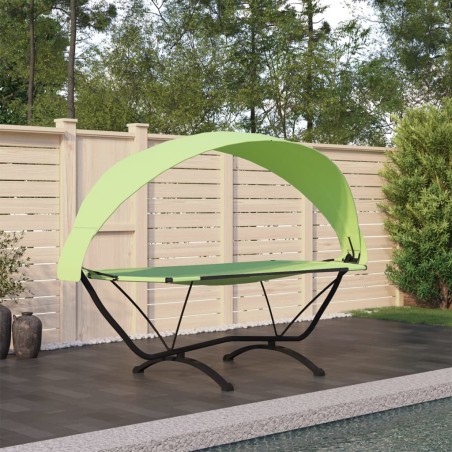 vidaXL Tumbona de jardín con dosel de acero y tela oxford verde