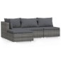 vidaXL Set de muebles de jardín 4 pzas y cojines ratán sintético gris vidaXL Set de muebles de jardín 4 pzas y cojines ratán sintético gris