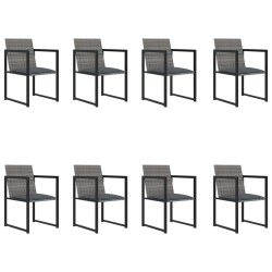 vidaXL Set de comedor de jardín 9 pzas y cojines ratán sintético gris