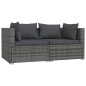 vidaXL Set de muebles de jardín 3 pzas y cojines ratán sintético gris vidaXL Set de muebles de jardín 3 pzas y cojines ratán sintético gris