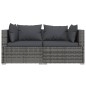 vidaXL Set de muebles de jardín 3 pzas y cojines ratán sintético gris vidaXL Set de muebles de jardín 3 pzas y cojines ratán sintético gris