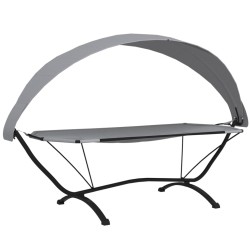 vidaXL Tumbona de jardín con dosel de acero y tela oxford gris
