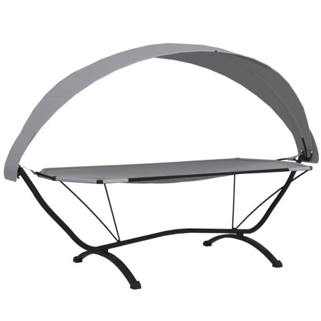 vidaXL Tumbona de jardín con dosel de acero y tela oxford gris