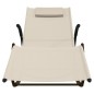 vidaXL Tumbona mecedora 2 unidades de acero y textilene crema
