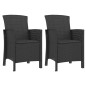 vidaXL Sillones de jardín 2 uds con cojines ratán PP color grafito vidaXL Sillones de jardín 2 uds con cojines ratán PP color grafito