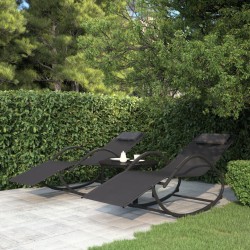 vidaXL Tumbonas mecedoras 2 uds acero negro y textilene