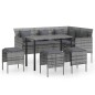 vidaXL Set de sofás en forma de L 5 pzas cojines ratán sintético gris vidaXL Set de sofás en forma de L 5 pzas cojines ratán sintético gris