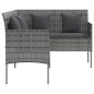 vidaXL Set de sofás en forma de L 5 pzas cojines ratán sintético gris vidaXL Set de sofás en forma de L 5 pzas cojines ratán sintético gris