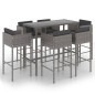 vidaXL Set muebles de bar jardín 7 pzas y cojines ratán sintético gris vidaXL Set muebles de bar jardín 7 pzas y cojines ratán sintético gris