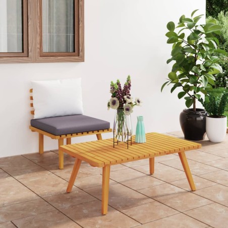 vidaXL Set muebles de jardín 2 pzas con cojines madera maciza acacia 