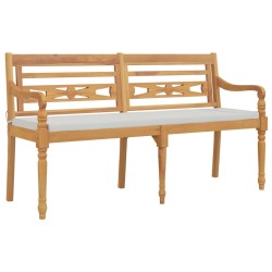 vidaXL Banco Batavia con cojín madera maciza de teca 150 cm