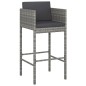 vidaXL Set muebles de bar jardín 7 pzas y cojines ratán sintético gris vidaXL Set muebles de bar jardín 7 pzas y cojines ratán sintético gris