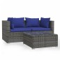 vidaXL Set de muebles de jardín 3 pzas y cojines ratán sintético gris vidaXL Set de muebles de jardín 3 pzas y cojines ratán sintético gris