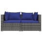 vidaXL Set de muebles de jardín 3 pzas y cojines ratán sintético gris vidaXL Set de muebles de jardín 3 pzas y cojines ratán sintético gris