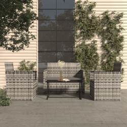vidaXL Muebles de jardín con cojines 4 piezas ratán sintético gris