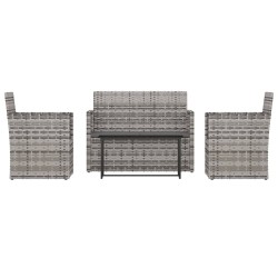 vidaXL Muebles de jardín con cojines 4 piezas ratán sintético gris