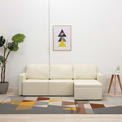 vidaXL Sofá cama modular de 3 plazas cuero sintético color crema