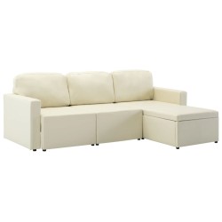 vidaXL Sofá cama modular de 3 plazas cuero sintético color crema