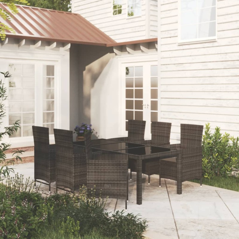 vidaXL Juego de comedor de jardín 7 piezas ratán sintético negro vidaXL Juego de comedor de jardín 7 piezas ratán sintético negro