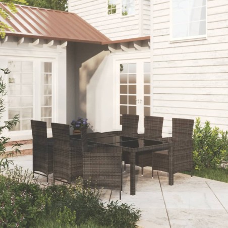 vidaXL Juego de comedor de jardín 7 piezas ratán sintético negro