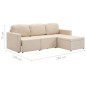 vidaXL Sofá cama modular de 3 plazas tela color crema vidaXL Sofá cama modular de 3 plazas tela color crema