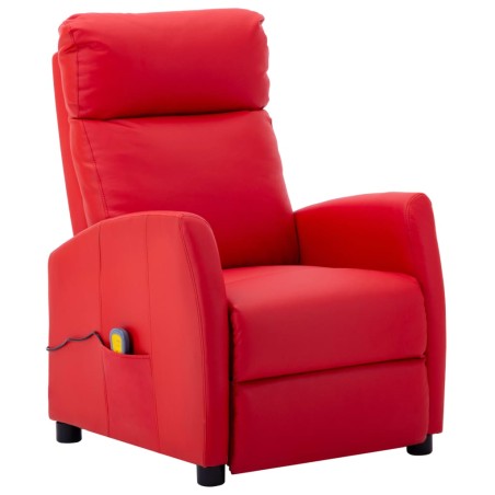 vidaXL Sillón de masaje de cuero sintético rojo 
