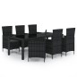 vidaXL Juego de comedor de jardín 7 piezas ratán sintético negro vidaXL Juego de comedor de jardín 7 piezas ratán sintético negro