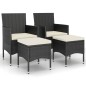 vidaXL Juego de silla de jardín y taburete 4 piezas ratán PE negro vidaXL Juego de silla de jardín y taburete 4 piezas ratán PE negro